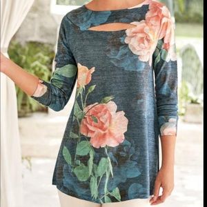 Soft surroundings primrose floral top tunic size m